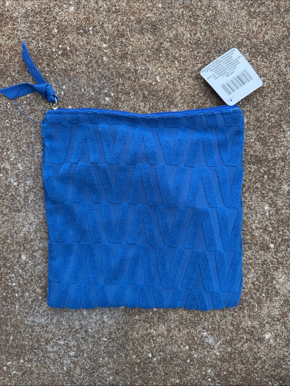 Blue Womens Suede Feel Zip Pouch - Casual Wristlet